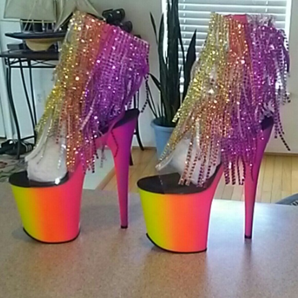 Rainbow stripper heels Clearance